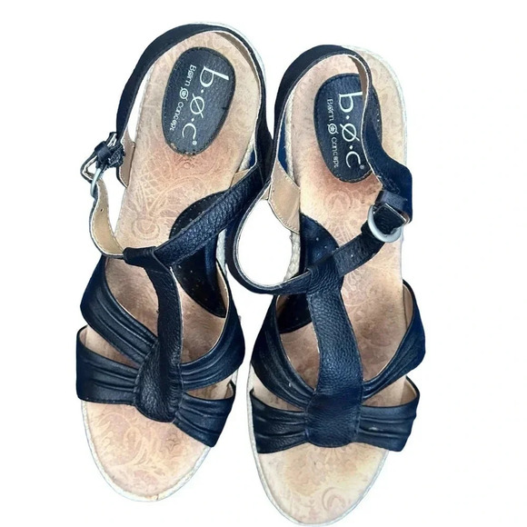BOC Women's Black 4" Wedge Heel Sandal Size US 11 - Picture 4 of 7